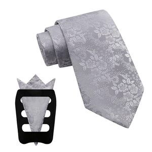 4147 Floral Ties , 3pcs/set Neck Tie Pocket Square Holder Set for Wedding